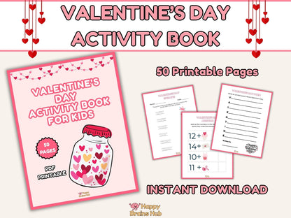 Valentine’s Day Activity Book for Kids | 50 Printable PDF Pages